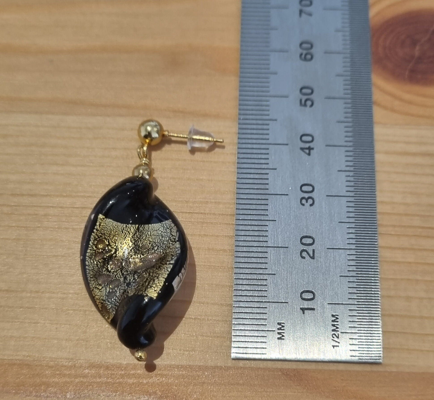 Mixed Gold / Silver Foil Murano Glass Leaf Earrings